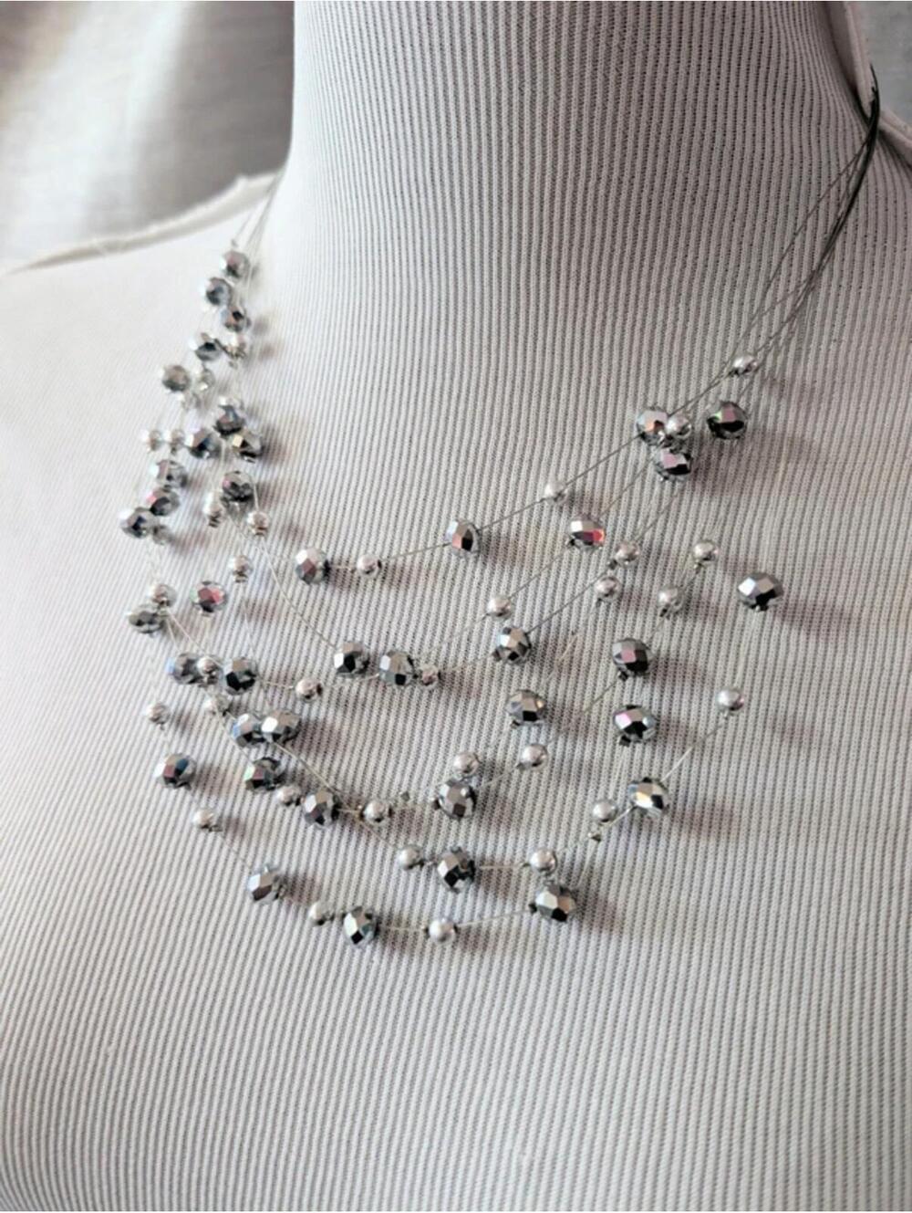 Silver Multi-Strand Illusion Necklace